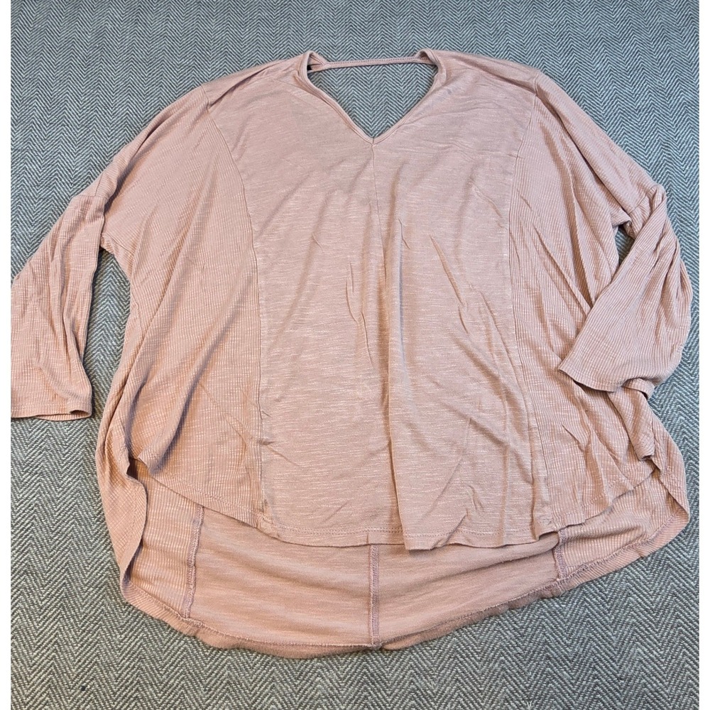 Staccato Womens Dusty Rose Oversized V-Neck Bar Back High-Low Knit Top
